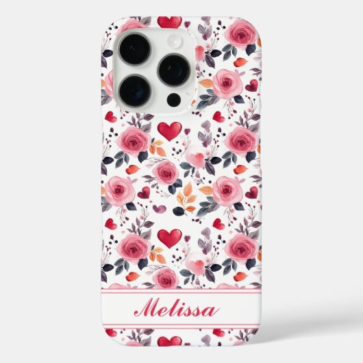 Roze harten en Rozen Case-Mate iPhone Case (Achterkant)