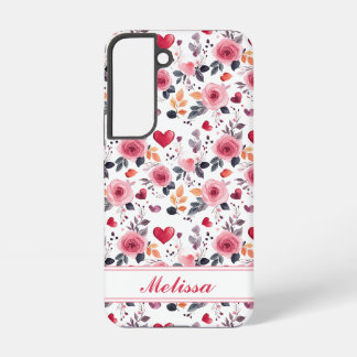 Roze harten en rozen samsung galaxy hoesje