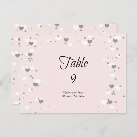 Roze harten en Stippen Tafelzitjes Kaart (Voorkant / Achterkant)