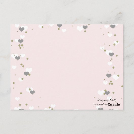 Roze harten en Stippen Tafelzitjes Kaart (Achterkant)