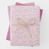 Roze harten en Stippen Valentijnsdag Inpakpapier Vel (In situ)