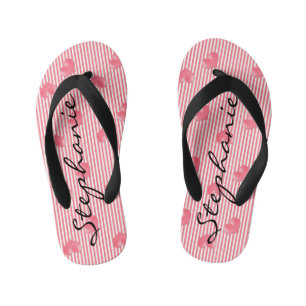 Roze harten en strips kinder teenslippers