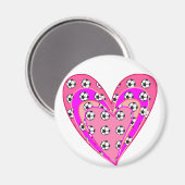 Roze harten en Voetballen patroon Magneet (Voorkant / Achterkant)