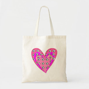 Roze harten en Voetballen patroon Tote Bag