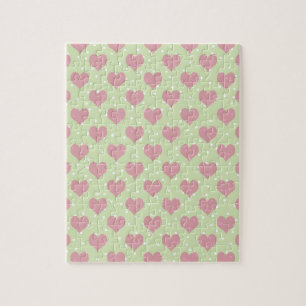 Roze harten en wit poka puntenpatroon legpuzzel