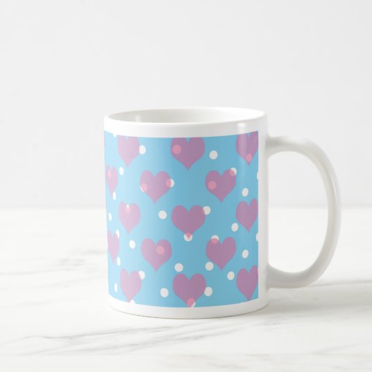 Roze harten en witte polka stippen koffiemok (Rechts)