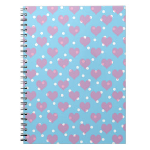 Roze harten en witte polka stippen notitieboek