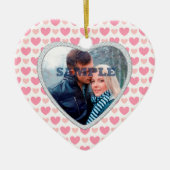 Roze harten Faux Diamond Valentijn Foto sjabloon Keramisch Ornament (Voorkant)