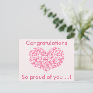 Roze harten Felicitaties Afstudeerkaart Briefkaart