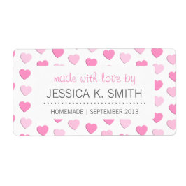 Roze Harten Gemaakt met Liefde Zelfgemaakte Cannin Etiket