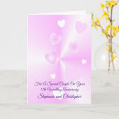 Roze harten Gepersonaliseerd 11th Wedding Jubileum Kaart (Gele Bloem)