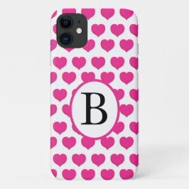 Roze harten gepersonaliseerd iPhone 11 hoesje