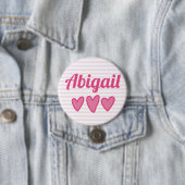 Roze harten gepersonaliseerd ronde button 7,6 cm (In situ)