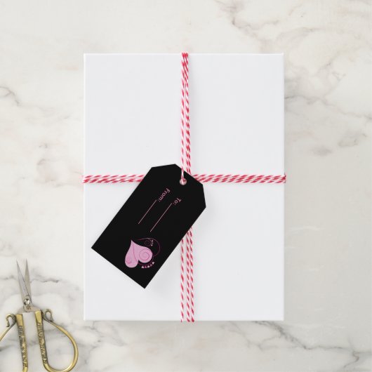 Roze harten Gift Label Cadeaulabel (Met Touw)