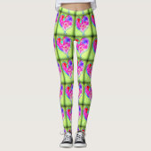 roze harten groen leggings (Voorkant)