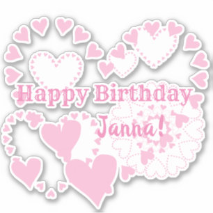 Roze harten Happy Birthday Matte White Stickers
