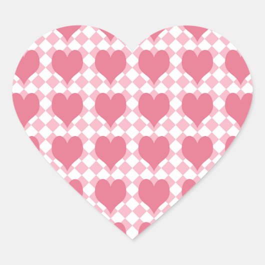 Roze harten hart sticker (Voorkant)