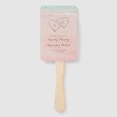 Roze harten in het zand strand bruiloft programma handwaaier (Voorkant)