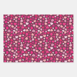 Roze harten inpakpapier vel