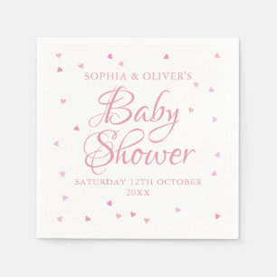 Roze harten koppels baby shower servet