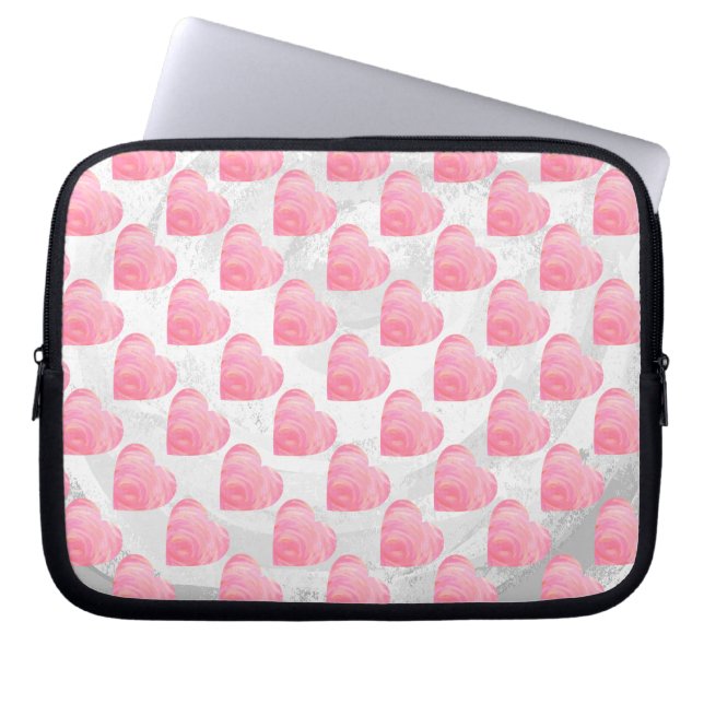 Roze harten laptop sleeve (Voorkant)