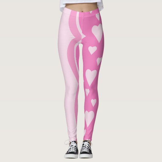 Roze harten leggings (Voorkant)