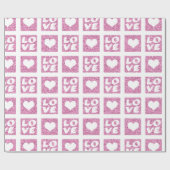 Roze harten liefde faux glitter cadeaupapier (Vlak)