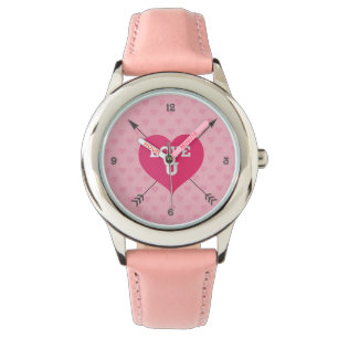Roze harten liefde U Aangepast horloge