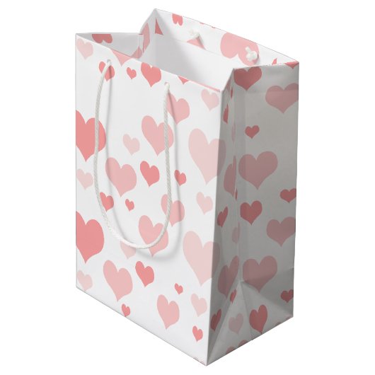 Roze harten medium cadeauzakje (Achterkant Gekanteld)