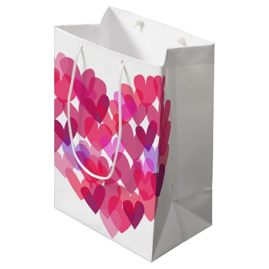 Roze harten medium cadeauzakje (Voorkant Gekanteld)
