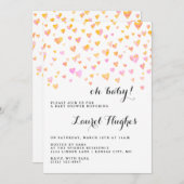 Roze harten Meisjes Baby shower Uitnodiging (Voorkant / Achterkant)