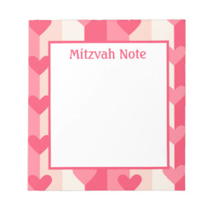 Roze Harten Meisjes Mitzvah Notities Notitieblok