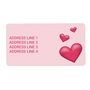 Roze harten met aangepaste tekst etiket