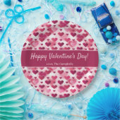 Roze harten met aangepaste tekst Valentijnsdag Papieren Bordje (Feest)