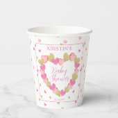 Roze harten met een klein Baby shower Papieren Bekers (Achterkant)