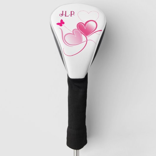 roze harten met vlinder golfheadcover (Voorkant)