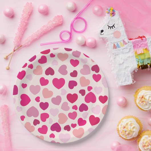 Roze Harten met Wit Papieren Bordje (Feest)