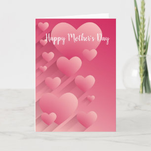 Roze harten Moederdag Kaart