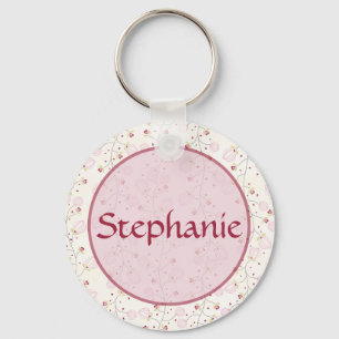 Roze harten naam Button Sleutelhanger
