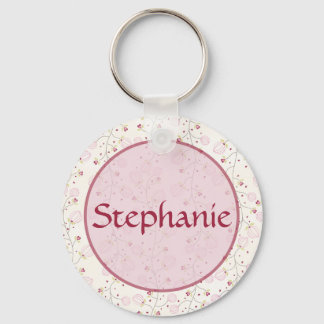 Roze harten naam Button Sleutelhanger