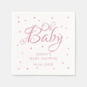 Roze harten Oh baby baby shower Servet