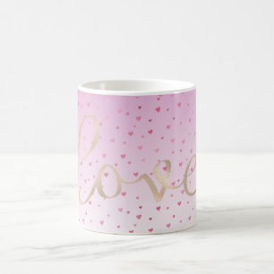 Roze harten ombre Gold Love Koffiemok