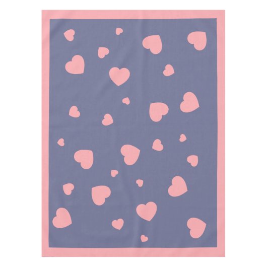 Roze harten op blauw tafelkleed (Voorkant)