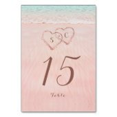 Roze harten op de zandstrandbruiloft kaart (Achterkant)