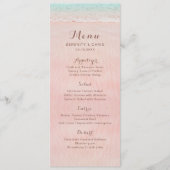 Roze harten op de zandstrandbruiloft menu (Voorkant)