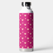 Roze harten op magenta roze waterfles (Links)