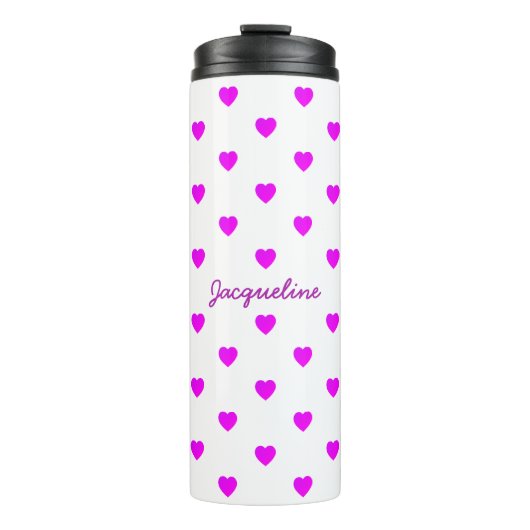 Roze Harten op Minimaal WIT Thermosbeker (Voorkant)