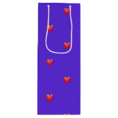 Roze harten op Paars | VALENTIJNSDAG Wijn Cadeautas (Voorkant)