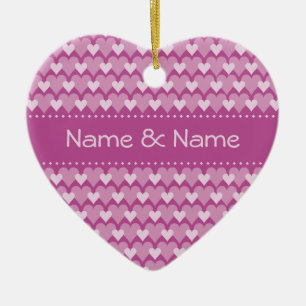 Roze harten ornament, aanpassen keramisch ornament