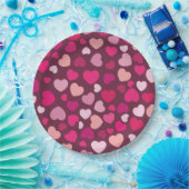 Roze harten papieren bordje (Feest)